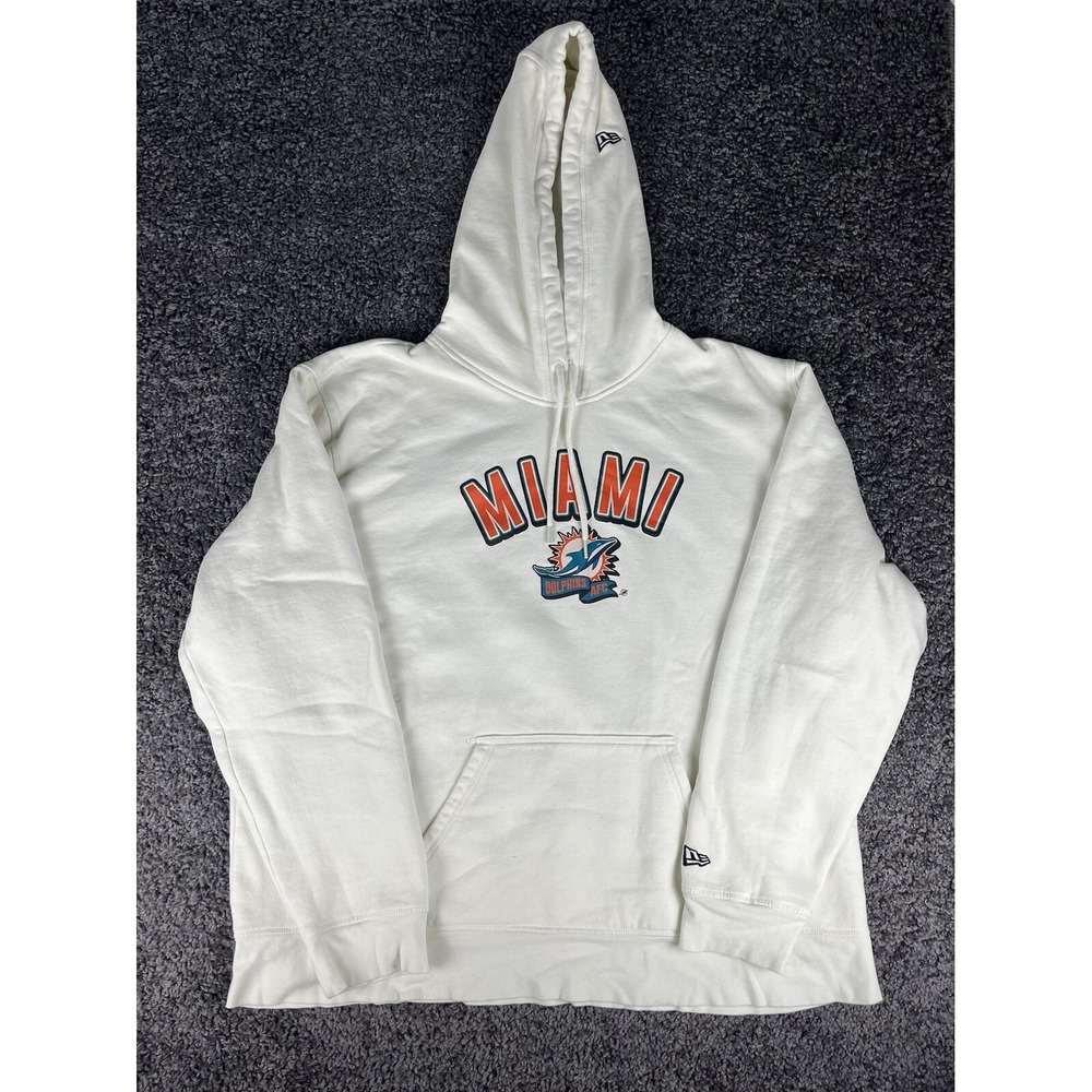 Miami Dolphins New Era NFL White Hoodie Mens Size 2XL 50" Chest